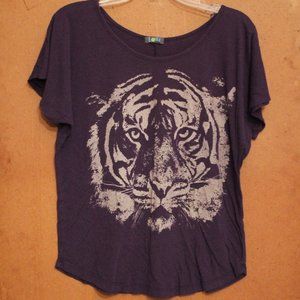 Flowy Dark Purple Tiger Design Top